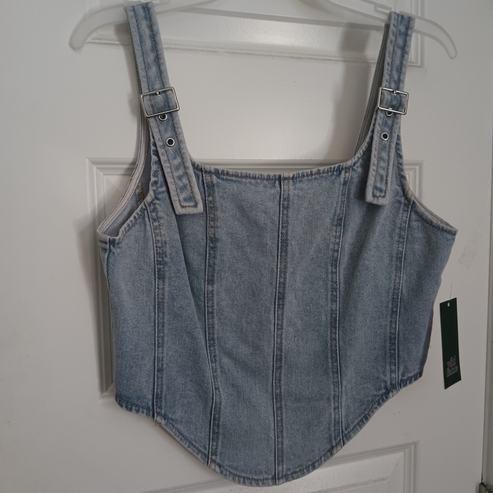 Wild Fable Blue Denim Crop Top